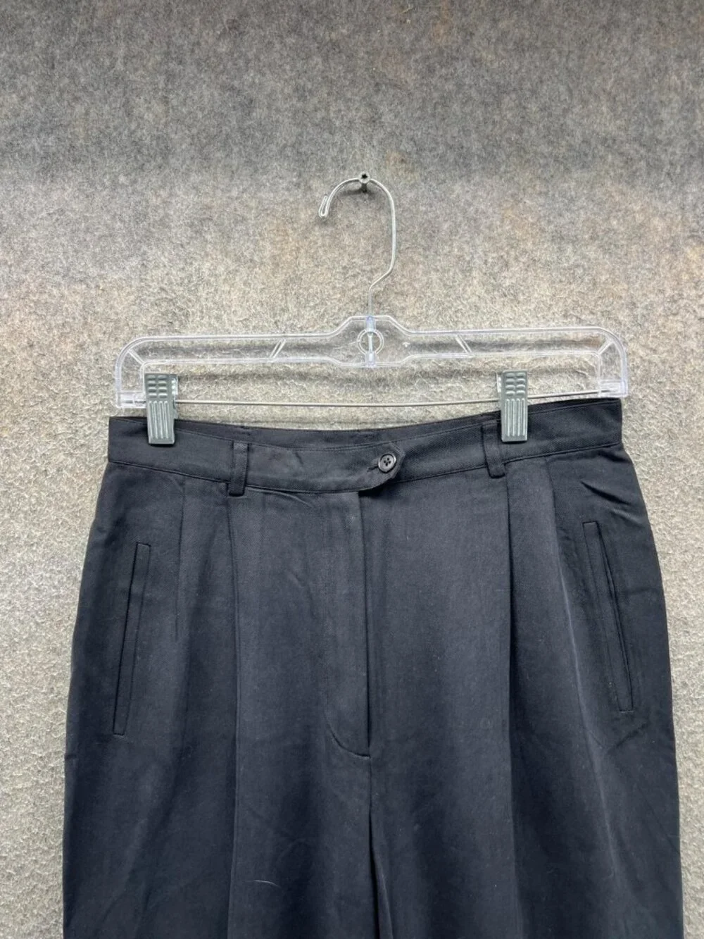 Lauren Ralph Lauren Pants Womens 10P Black Silk Twill Pleated Dress Trousers